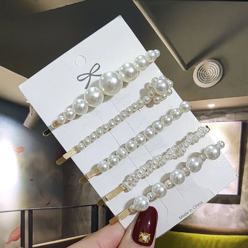 3/4pcs Set Pearl Hair Clip For Women Korean Hairpins Geometric Crystal Hair Barrettes Girl Hairgrip Hair Accessories