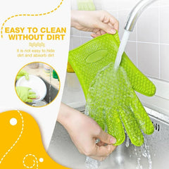 Silicone Oven Mitt | Heat Resistant Gloves with Full Finger and Wrist Protection close-up view