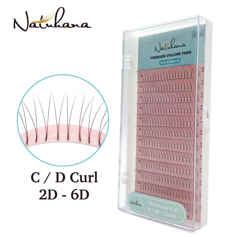 NATUHANA Premade Volume Fans | 3D 4D 5D 6D Faux Mink Eyelash Extensions lifestyle view