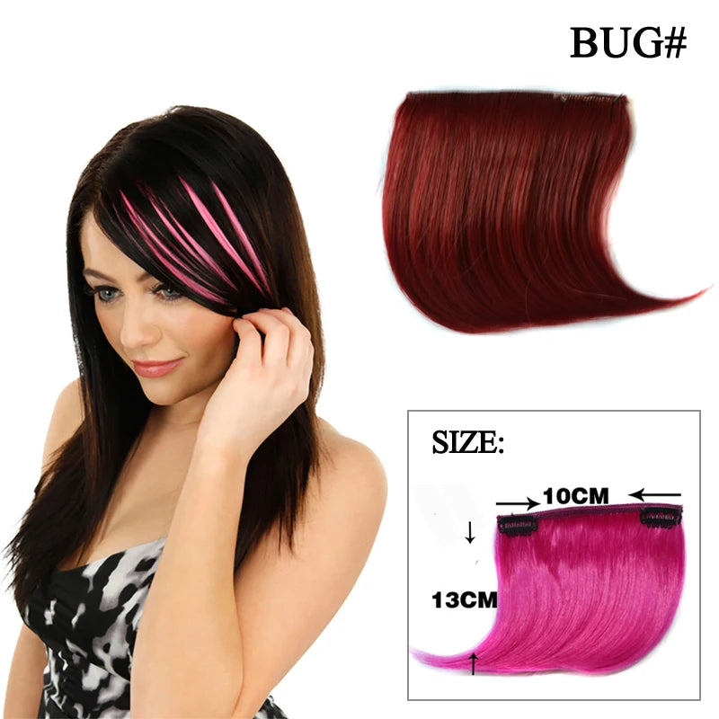 Colorful Clip In Bangs Hair Extensions | High Temperature Fiber Hair Pieces for Wom additional angle