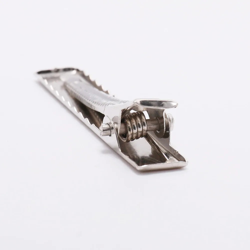 20/50Pcs 30/40/45/55/75/100mm Flat Metal Single Prong Alligator Hairpin Clip Base for close-up view