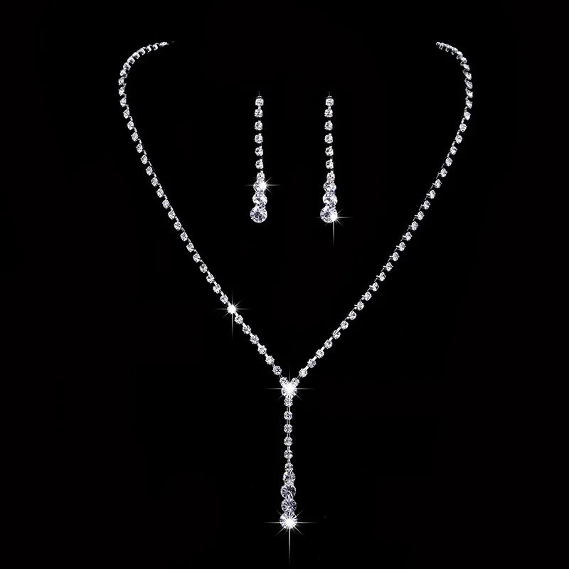 Fashion Crystal Bride Jewelry Set Rhinestone Silver-plated Wedding Dress Banquet Neck alternate view