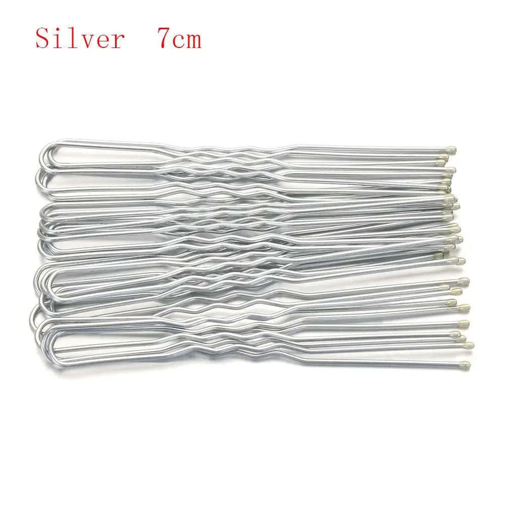 20PCS 5/7cm U Shaped Hairpin Gold Bridal Hairstyle Tool Alloy Gifts Barrette Hair Cli lifestyle view