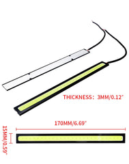 4x Universal Vehicle LED Strip 17CM COB Car DRL Daytime Running Light | Waterproof 12V close-up view