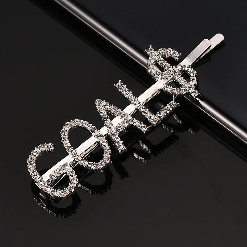 Simple Letter Rhinestone Hairpins Women Hair Clips Pins Barrettes Accessories For W additional angle
