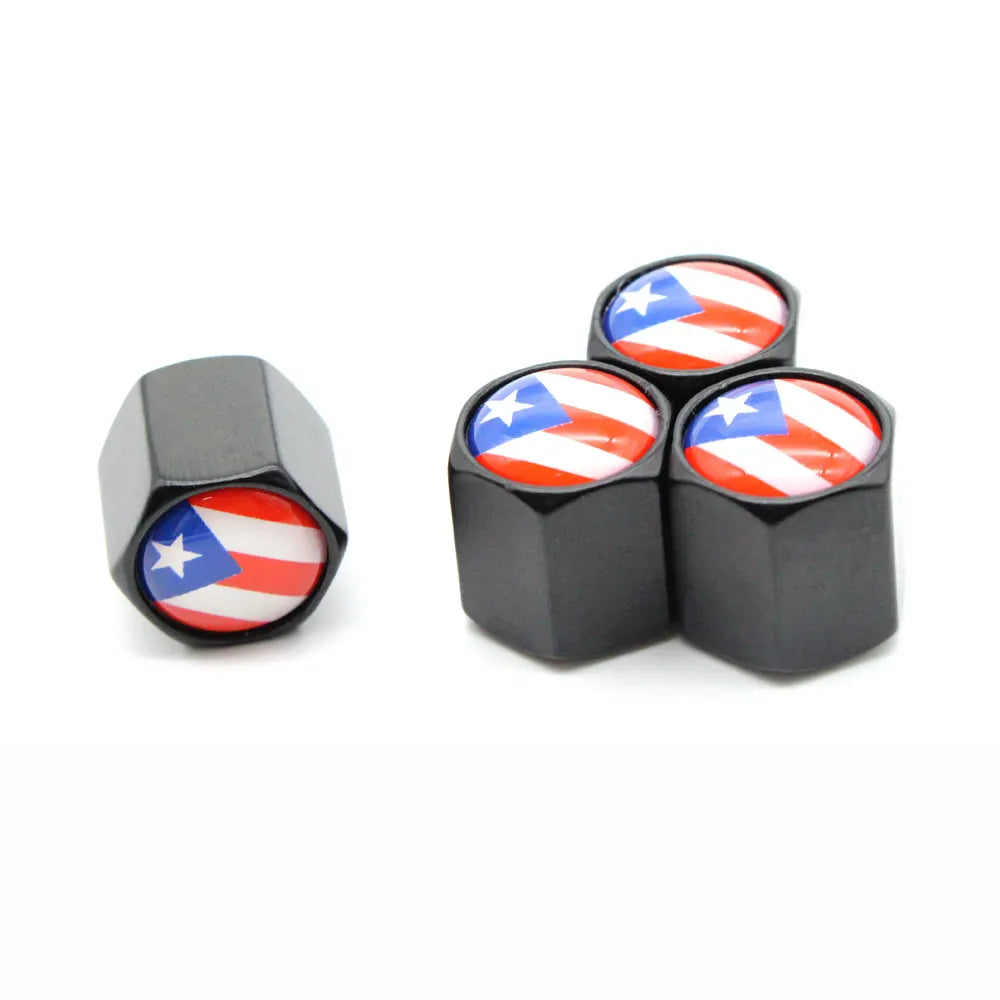 Zinc Alloy Puerto Rico Flag Tire Valve Stem Caps 4 Pcs Set alternate view