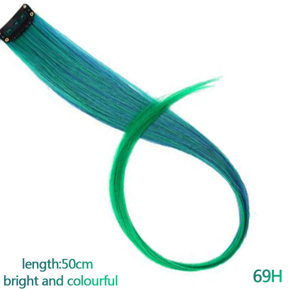 Clip In Rainbow Highlight Hair Extensions | Pink Synthetic Hair Strands detail view