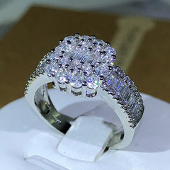 925 Silver High Quality Square White Zircon Ring For Ladies Wedding Engagement Party F close-up view