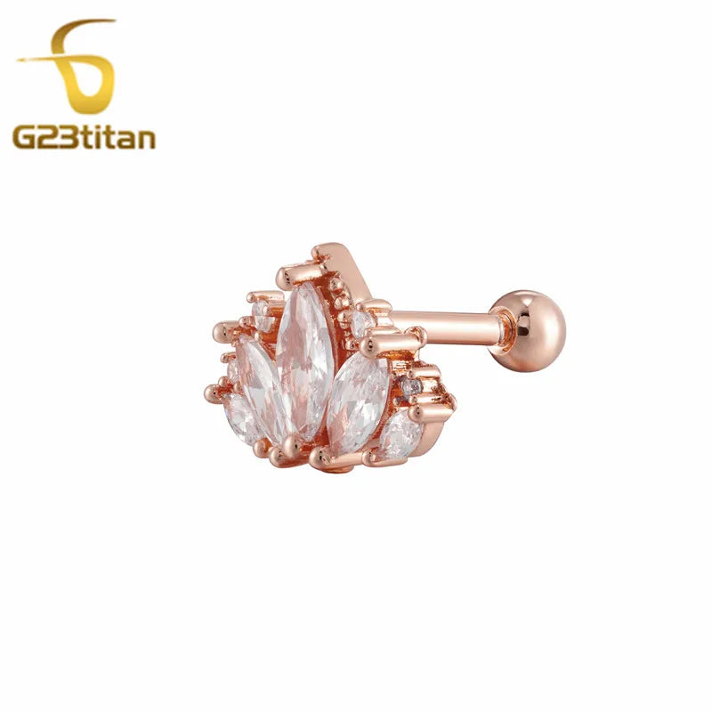 2PC Surgical Steel Cartilage Earring Helix Daith Conch Tragus Piecring Ring Zircon Fl lifestyle view