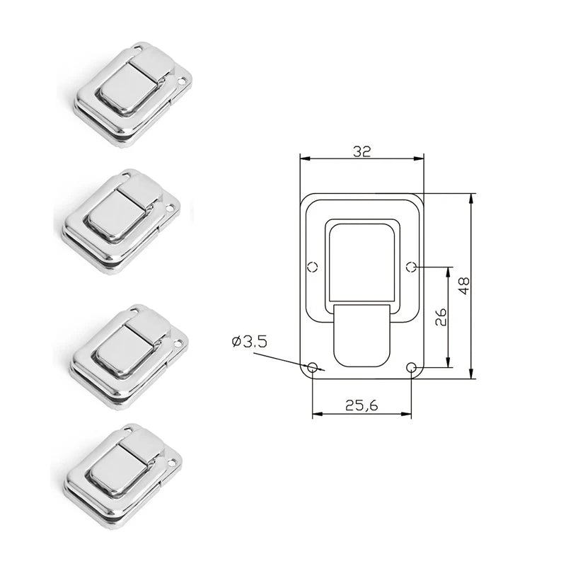 4PC NAIERDI-J105 Cabinet Box Locks Spring Loaded Latch Catch Toggle 27*63 Iron Hasps lifestyle view