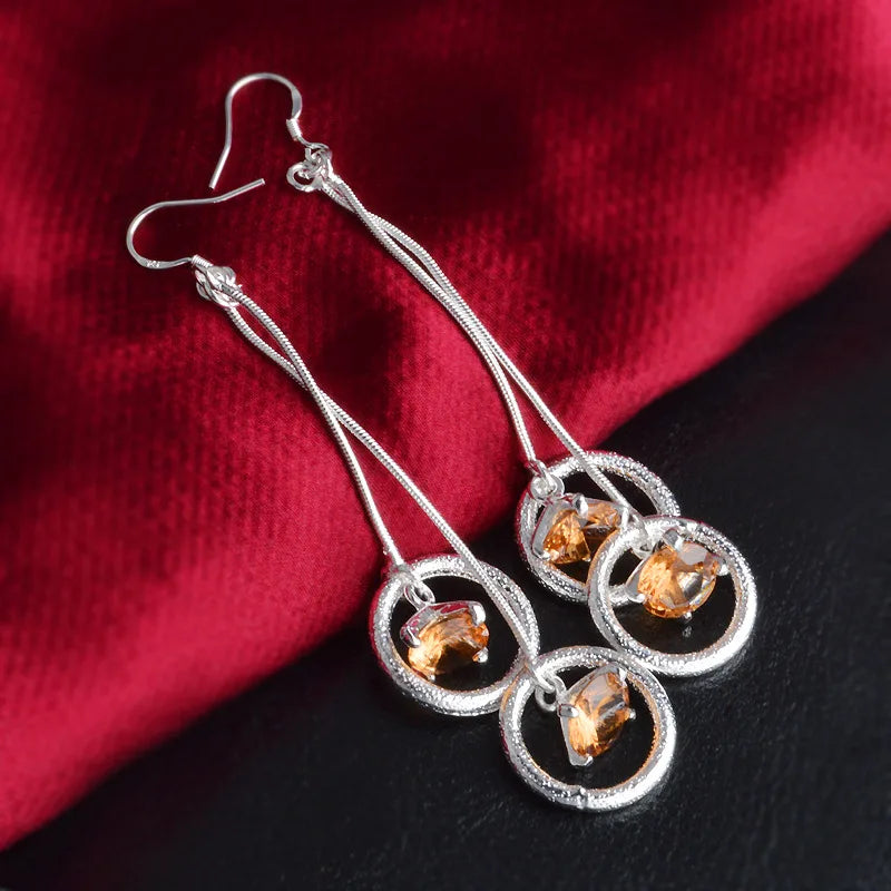 Hot Selling Jewelry Sterling Silver 925 Earrings Crystal Zircon Earrings For Women Wed close-up view