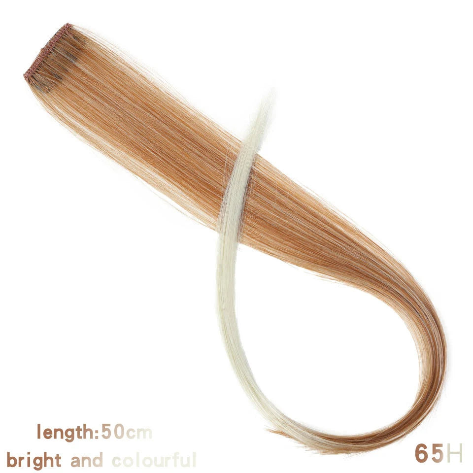 Clip In Rainbow Highlight Hair Extensions | Pink Synthetic Hair Strands alternate view