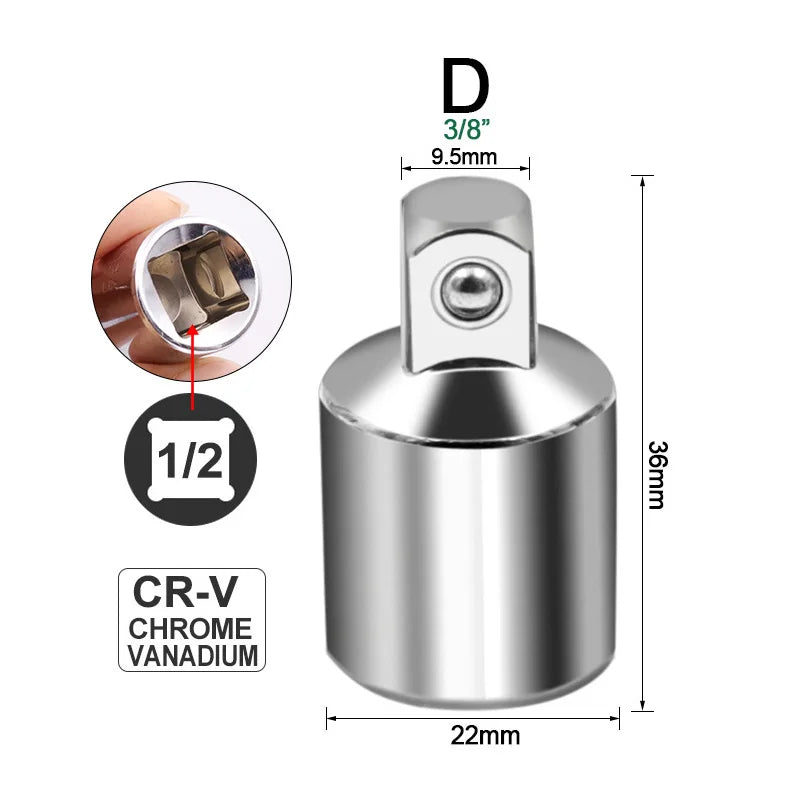 Ratchet Wrench Socket Adapter Set 1/2 to 3/8 to 1/4 | Drive Size Converter close-up view