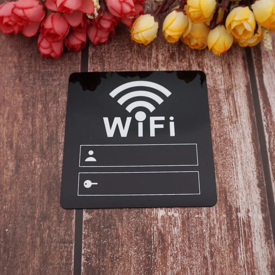 Acrylic Mirror WiFi Sign Sticker | Handwrite Account & Password Notice Board lifestyle view