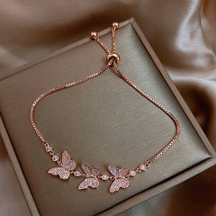 Korean New Luxury Crystal Flower Cubic Zirconia Pendant Bracelet Women Round Butterfl alternate view