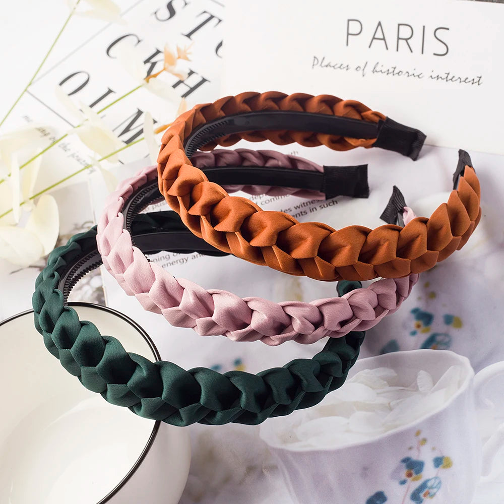 Braided Headband Women Girls Elastic Hairbands Non-slip Fashion Weaving Hair Hoop Bands detail view