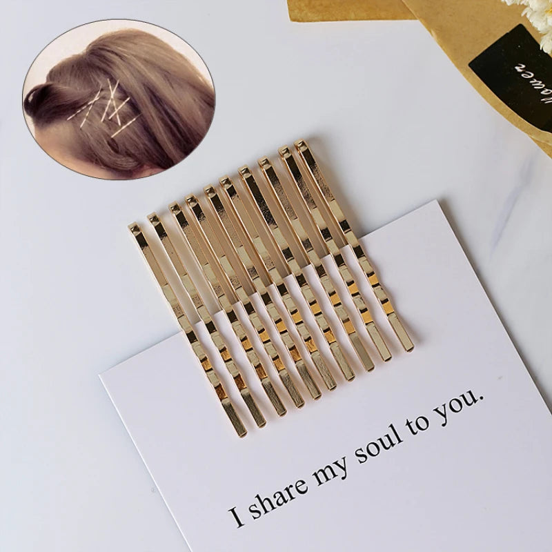 10pcs Hair Clips Hairpins Gold Metal Waved Curly Barrettes Bobby Pins For Women Girls Styling Access