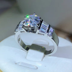 925 Sterling Silver Fashion White Zircon Stone Silver Color Wedding Engagement Rings For detail view