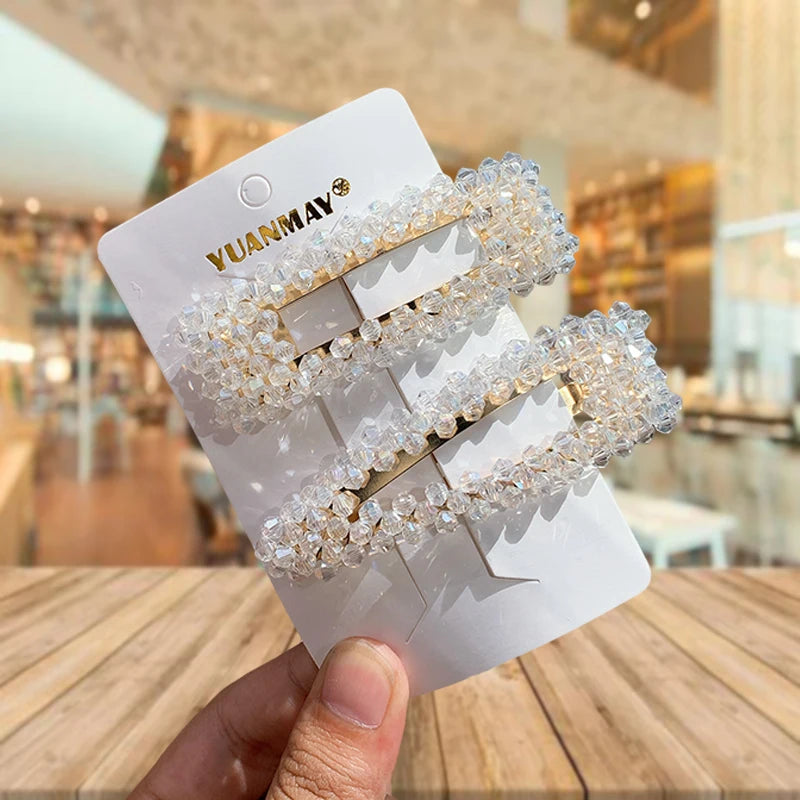 Fashion Women Rhinestone Hair Clips Full Crystal Hairclip Metal Ponytail Holder Hairpins Hair Accessories For Women