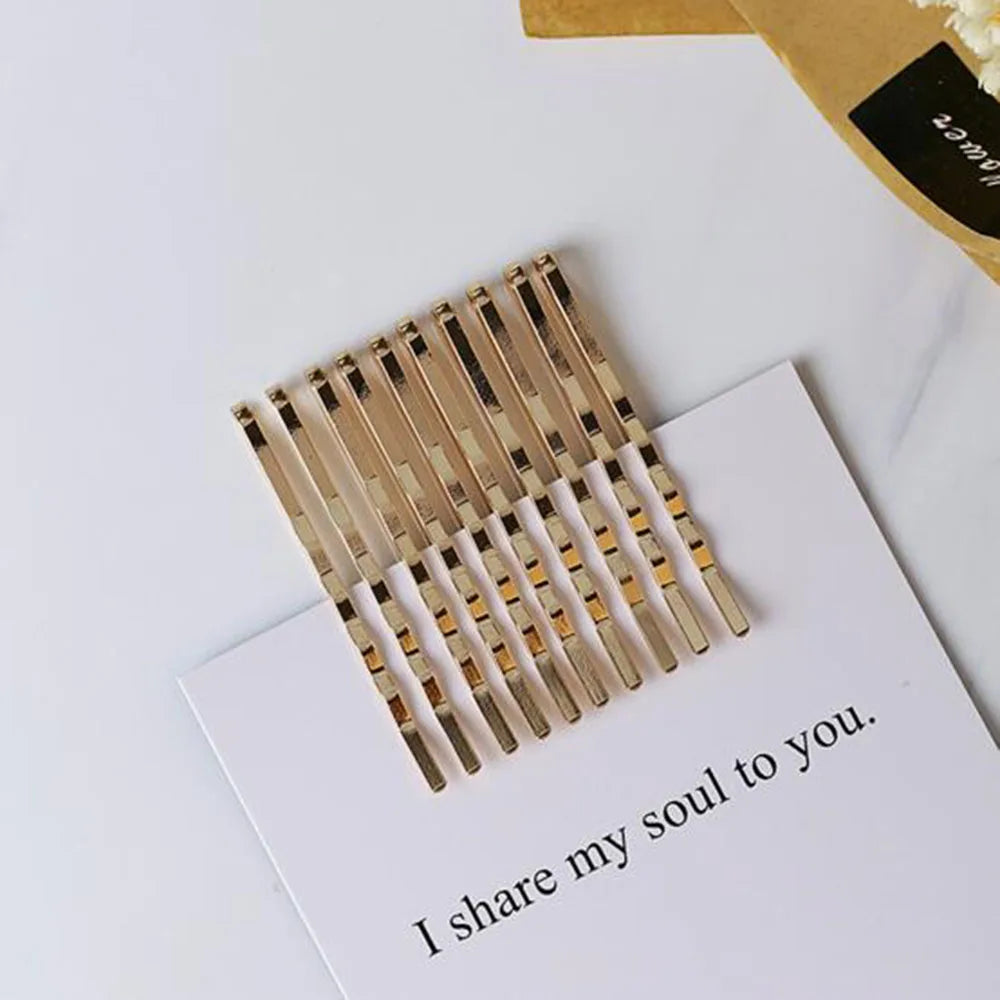 10pcs Hair Clips Gold Metal Hairpins Waved Curly Barrettes Bobby Pins For Women Girls St detail view