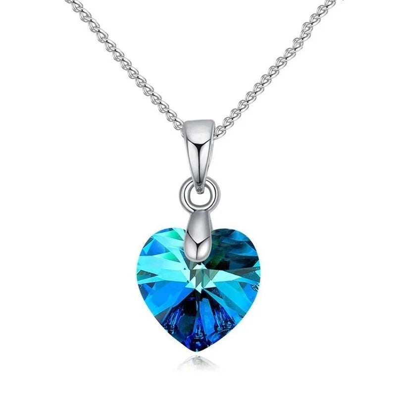 Heart Necklaces Pendant Crystals for Women Girls Gift Silver Chain Girl Jewelry alternate view
