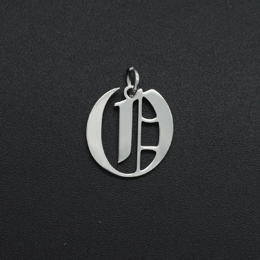 316 Stainless Steel Old English Letter Charms | DIY Alphabet Jewelry Findings for Bra alternate view