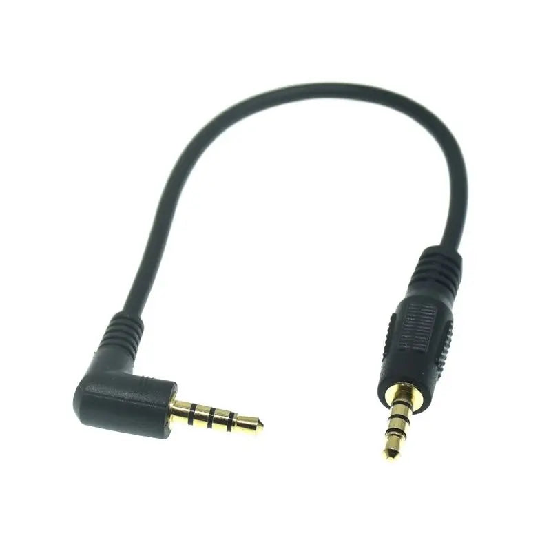 3.5mm Jack 4 pole Audio Cable 3.5 Male to Male Cable Audio 90 Degree Right Angle AUX Speakon Cable for Car Headphone MP3/4 Cord