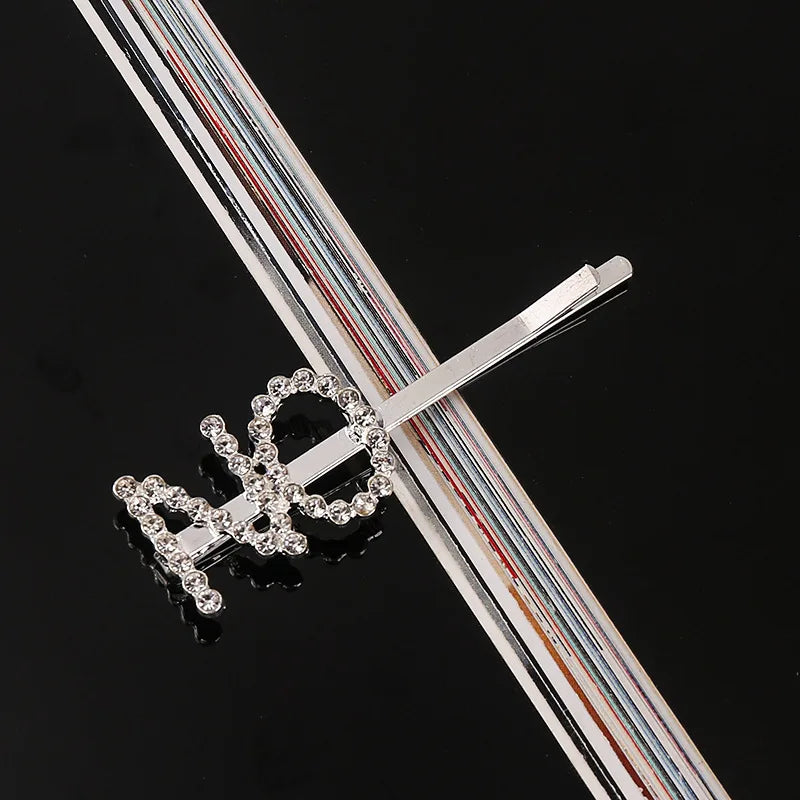 Simple Letter Rhinestone Hairpins Women Hair Clips Pins Barrettes Accessories For Wom lifestyle view