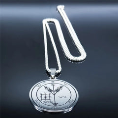 Fourth Pentacle of Jupiter Key of Solomon Stainless Steel Pendant Necklace Men Seals of detail view