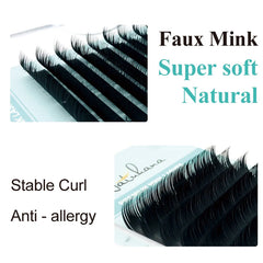 NATUHANA 16 Rows B C D Curl Individual Eyelash Extensions | Handmade Faux Mink Lashes detail view