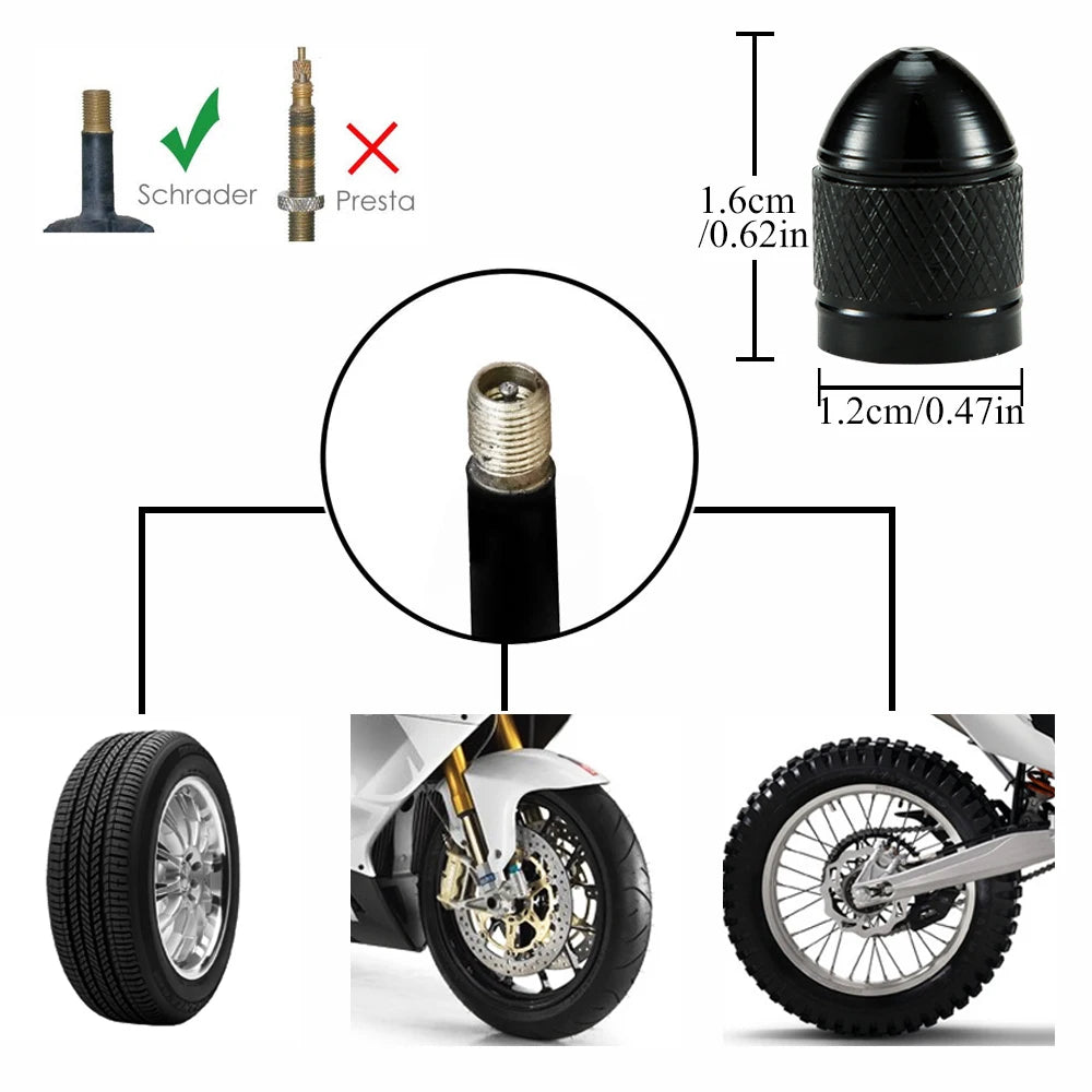 AUTCOAT Universal Car Wheel Tire Valve Stem Caps Aluminum for Bike Car Trucks Motorbi alternate view