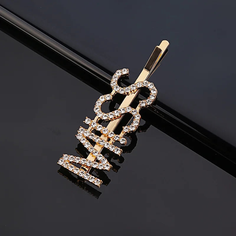 Simple Letter Rhinestone Hairpins Women Hair Clips Pins Barrettes Accessories For Women Girls Hair Hairclip Hairgrip Headdress