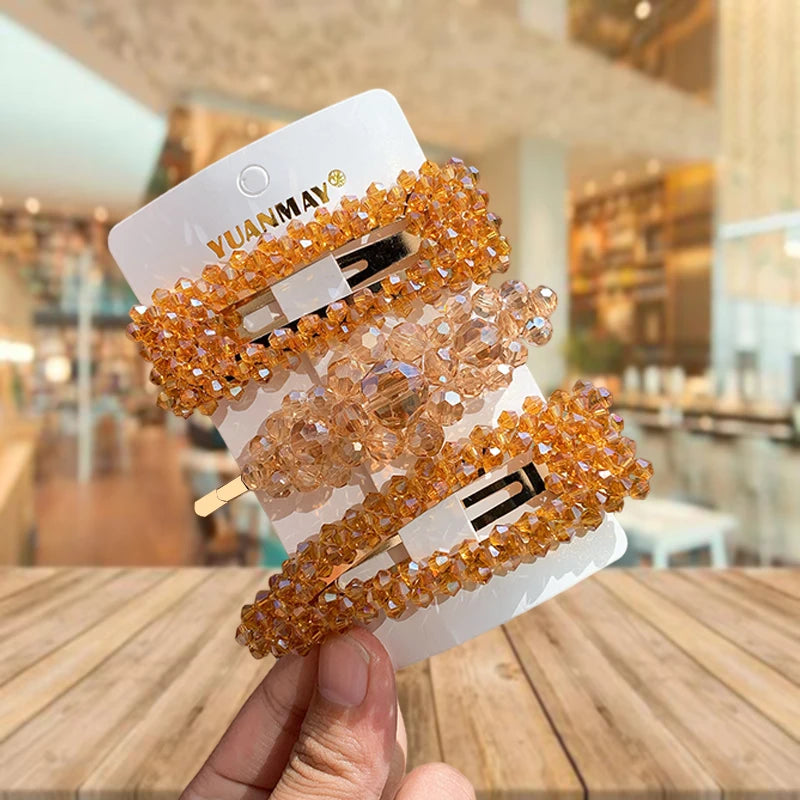Fashion Women Rhinestone Hair Clips Full Crystal Hairclip Metal Ponytail Holder Hairpins Hair Accessories For Women