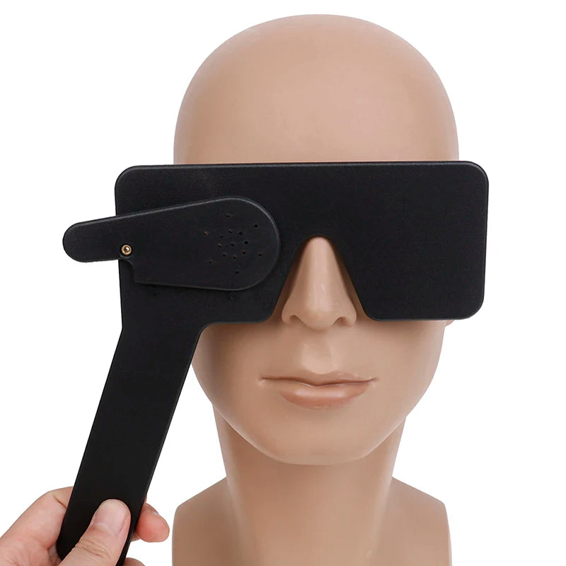 Black Lorgnette Occluder | Multi Pinhole Hand Occluder for Optometry & Sleep Aid detail view