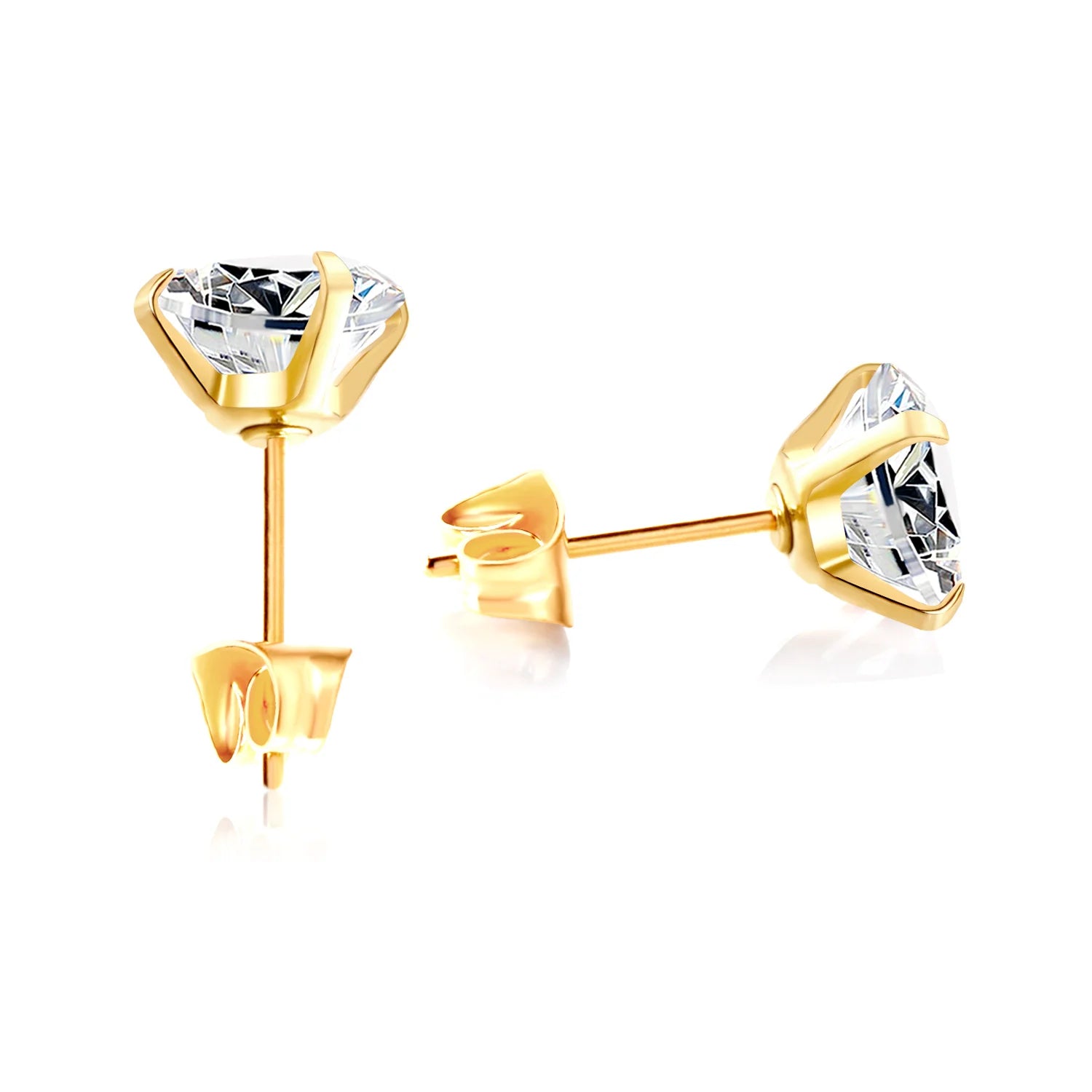 Crystal Round Stud Earrings for Men | Surgical Steel Screw Back Earrings detail view