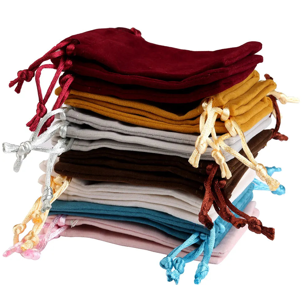 10pcs Drawstring Velvet Jewelry Gift Bags | Soft Plush Multi-Color Pouches for Weddin alternate view