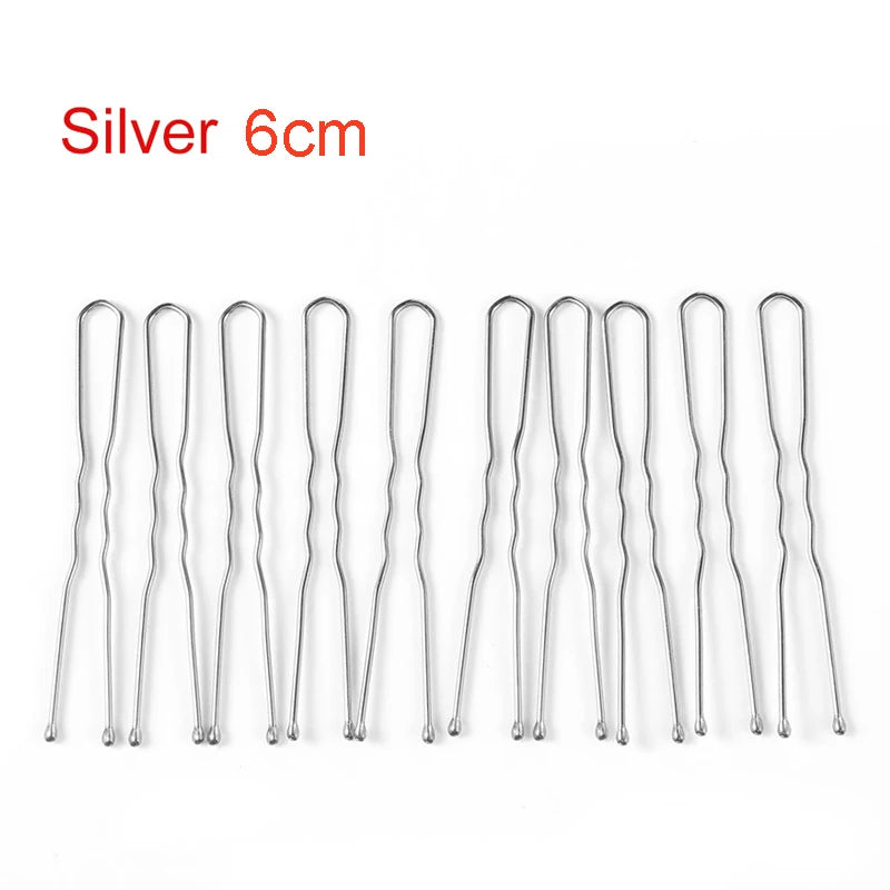 5/7cm 20Pcs U Shaped Hairpin Hair Clips Bobby Pins Metal Barrette Women Modeling Tools close-up view