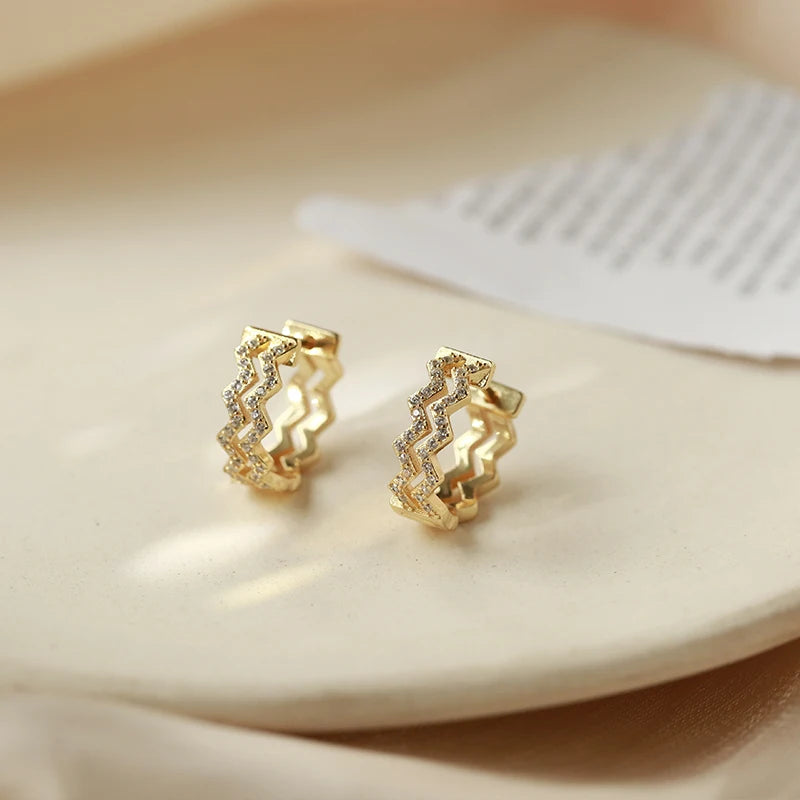 ANENJERY CZ Zircon Circle Hoop Earrings for Women Men Punk Trendy Party Accessories Fa close-up view