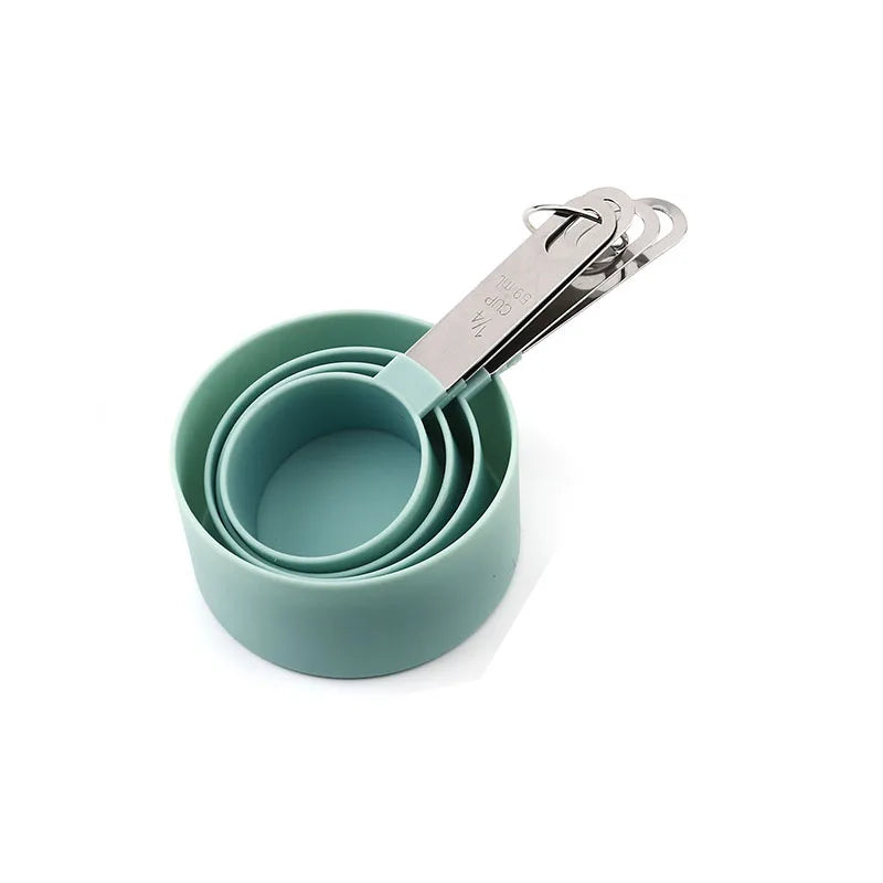 4pcs Kitchen Tools Measuring Spoons cups Set steel handleTeaspoon Coffee Sugar Scoop C close-up view