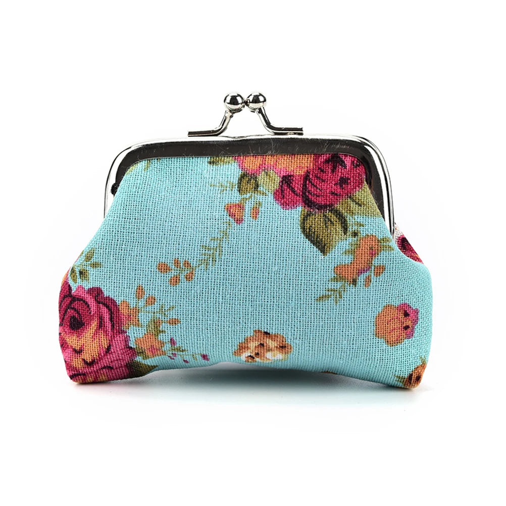 Canvas Mini Coin Purse Wallet | Floral Small Bag for Women and Girls detail view
