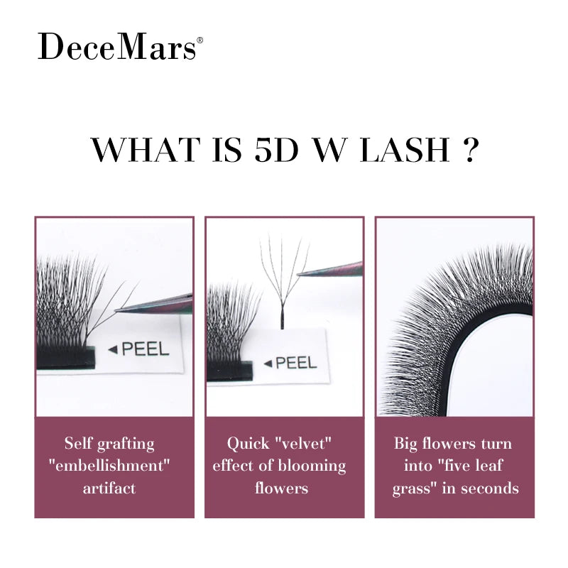 DeceMars 5D W Shaped Eyelash Extension | Salon-Grade Pre-Made Lash Fans detail view