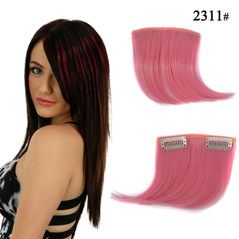 Colorful Clip In Bangs Hair Extensions | High Temperature Fiber Hair Pieces for Women lifestyle view