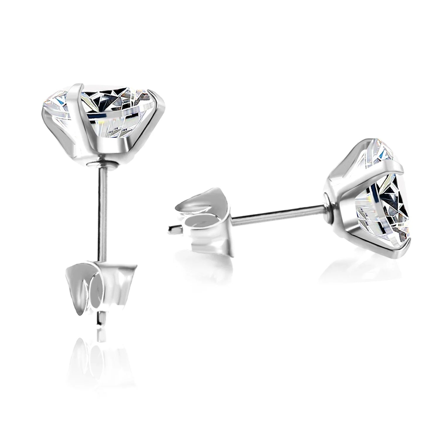 Surgical Steel Cubic Zirconia Stud Earrings | Unisex Screw-Back Earrings alternate view