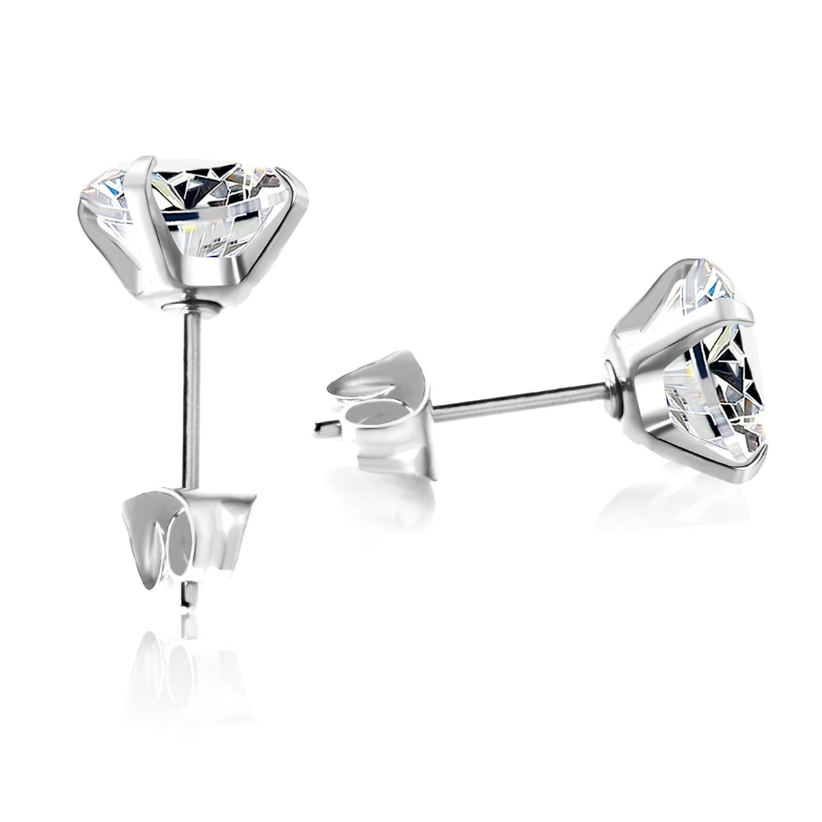 Crystal Round Stud Earrings for Men | Surgical Steel Screw Back Earrings alternate view