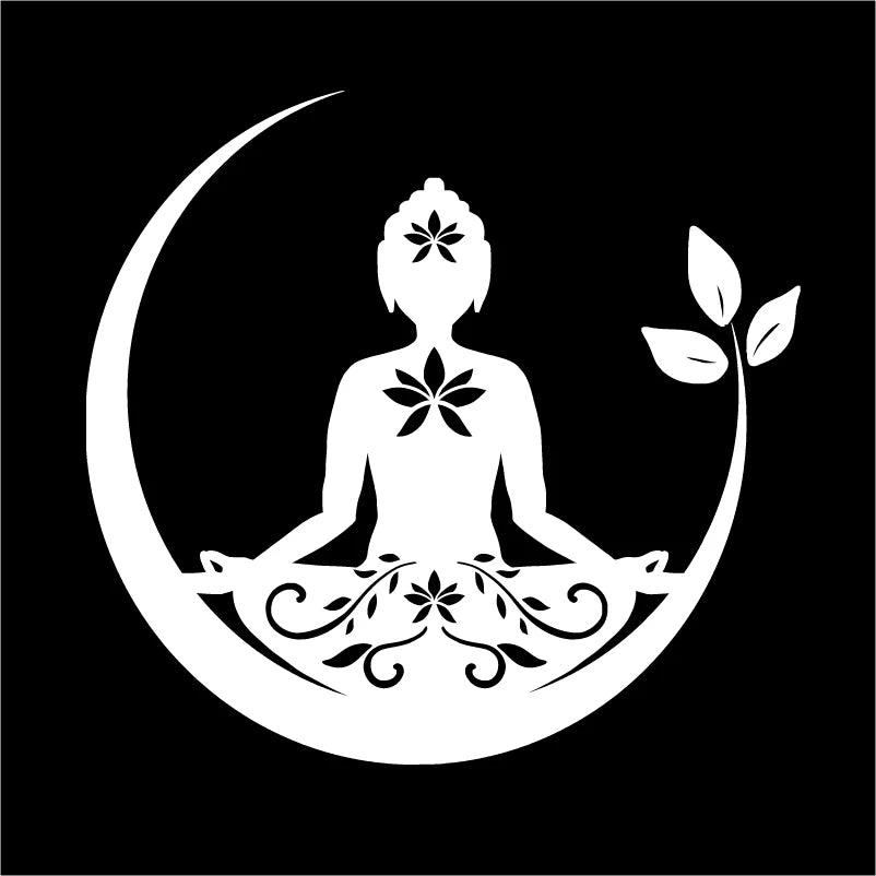Buddha Chakra Peace Love Good Vibes Vinyl Sticker | Zentangle Mandala Laptop Decal close-up view