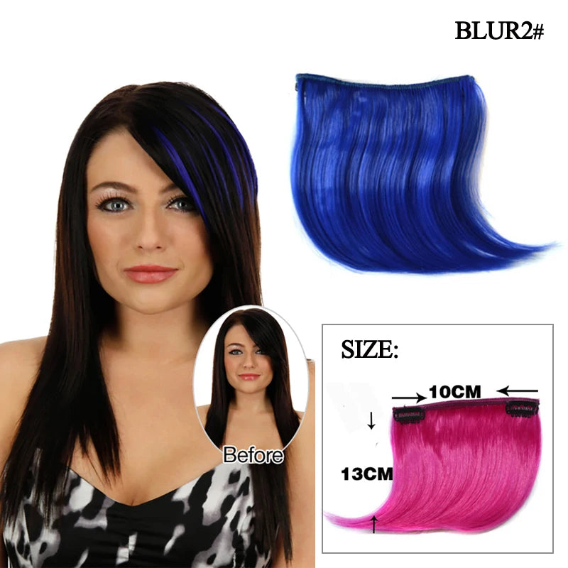Colorful Clip In Bangs Hair Extensions | High Temperature Fiber Hair Pieces for Women alternate view