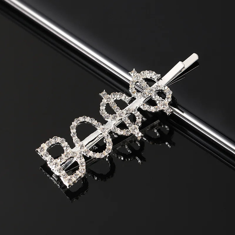 Simple Letter Rhinestone Hairpins Women Hair Clips Pins Barrettes Accessories For Women detail view