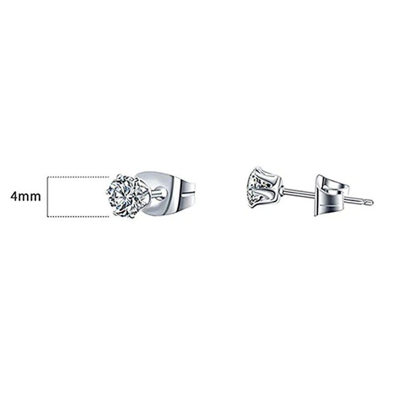 Huitan Minimalist Crystal Cubic Zirconia Stud Earrings | 6 Claws Unisex Fashion Jewel alternate view