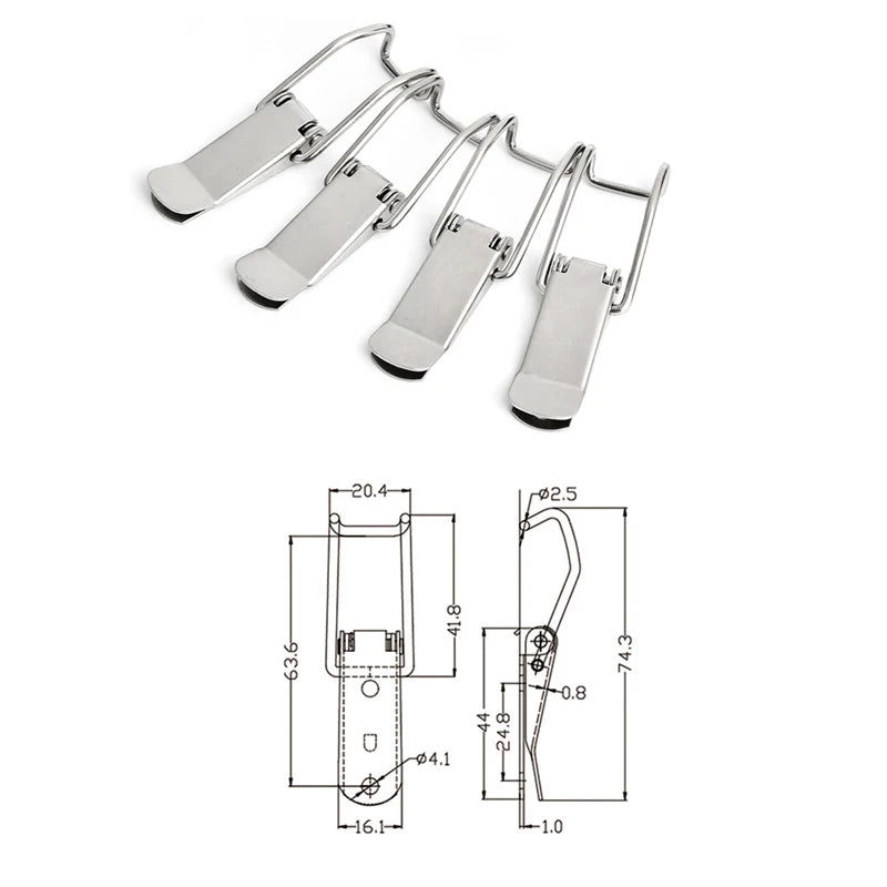 4PC NAIERDI-J105 Cabinet Box Locks Spring Loaded Latch Catch Toggle 27*63 Iron Hasps For detail view