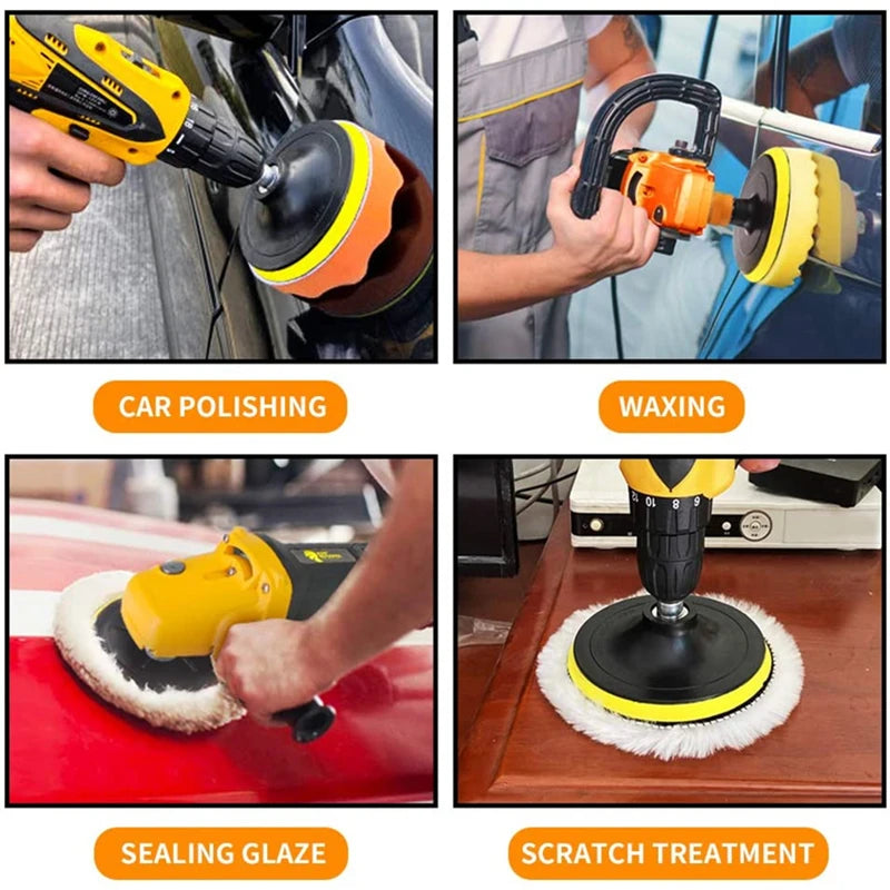 Car Polishing Sponge Pads Kit Foam Pad Buffer Kit Polishing Machine Wax Pads for Au additional angle